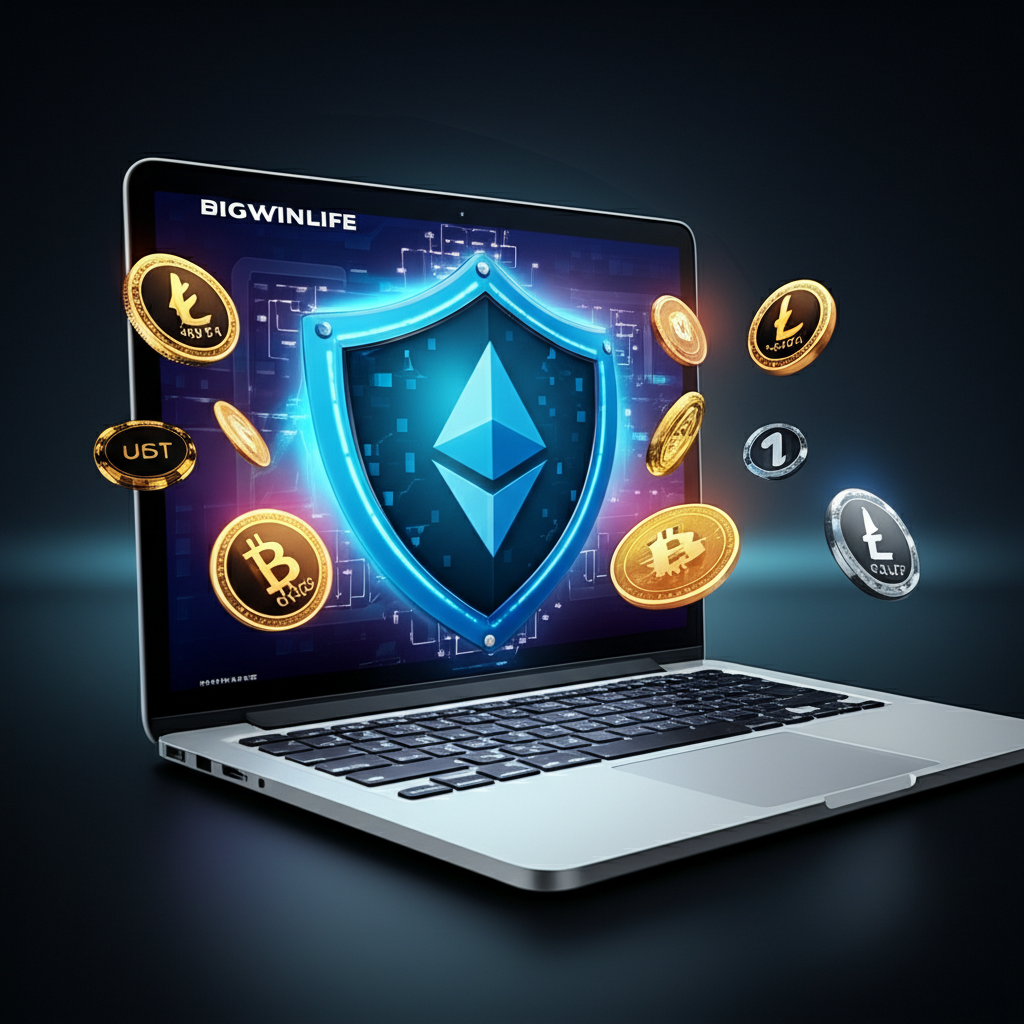 Hình ảnh minh họa bảo mật giao dịch tiền điện tử an toàn và minh bạch tại bigwinlife casino trực tuyến