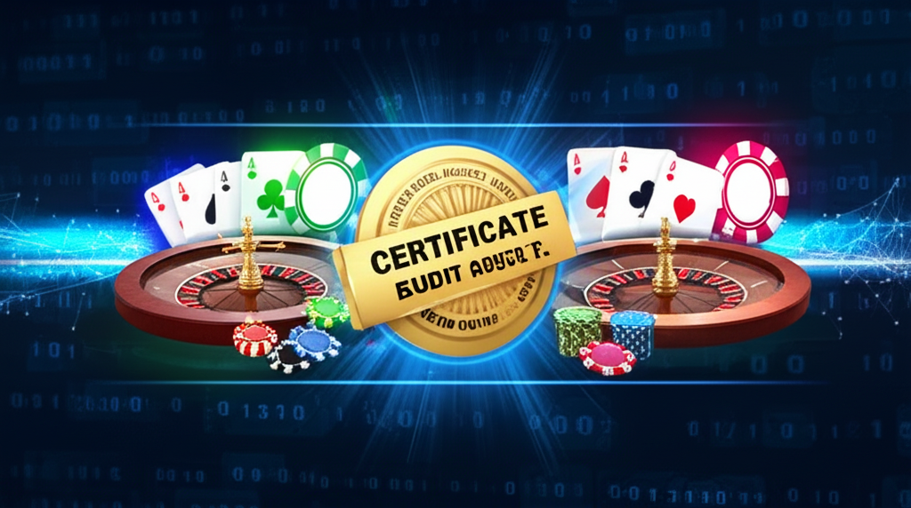Giao diện casino trực tuyến hiện đại với chứng nhận kiểm toán độc lập và biểu tượng bảo mật tiền điện tử tại bigwinlife