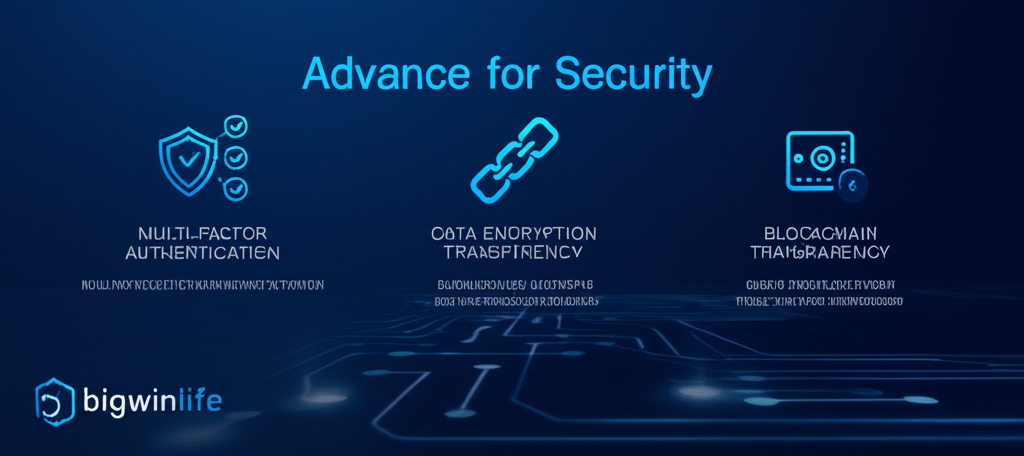 Infographic showing bigwinlife's advanced security measures for cryptocurrency transactions