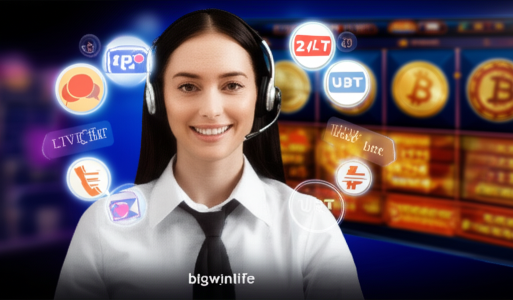 Hình ảnh đại diện dịch vụ hỗ trợ khách hàng casino trực tuyến chuyên nghiệp 24/7 tại bigwinlife với các kênh liên hệ đa dạng và giao diện casino hiện đại