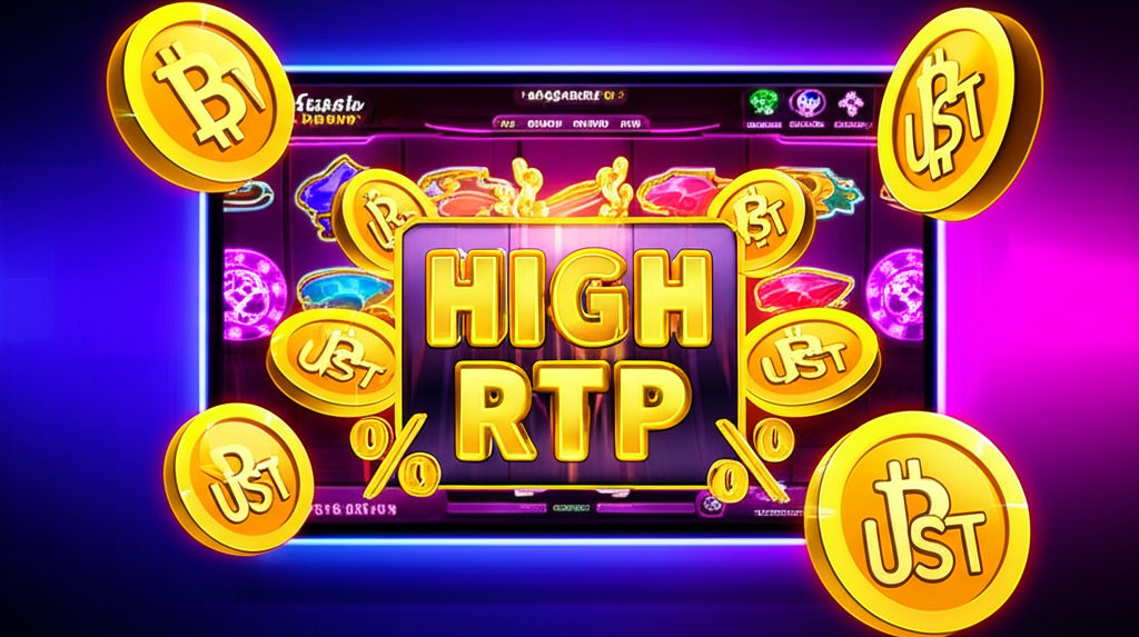 Giao diện slot game RTP cao với biểu tượng tiền điện tử và jackpot lớn tại bigwinlife casino trực tuyến