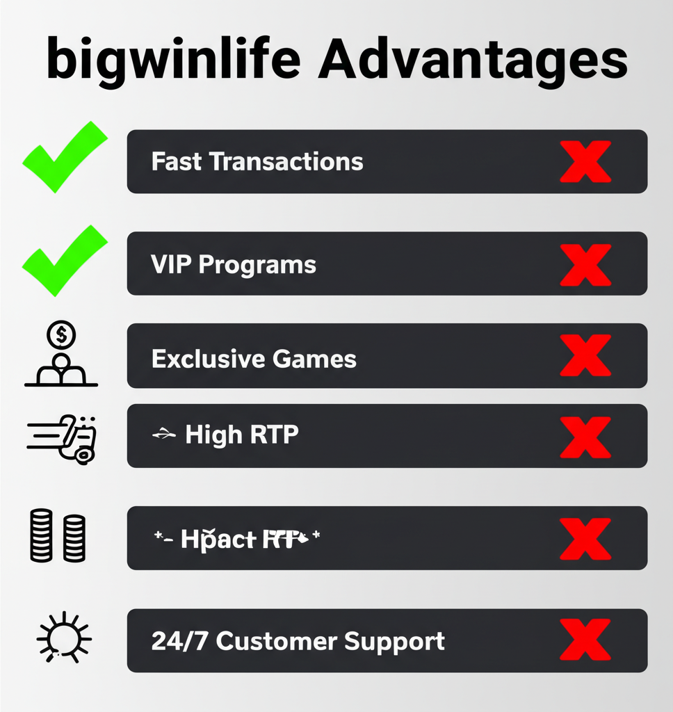 Biểu đồ so sánh ưu điểm vượt trội của bigwinlife so với các nền tảng casino tiền điện tử khác