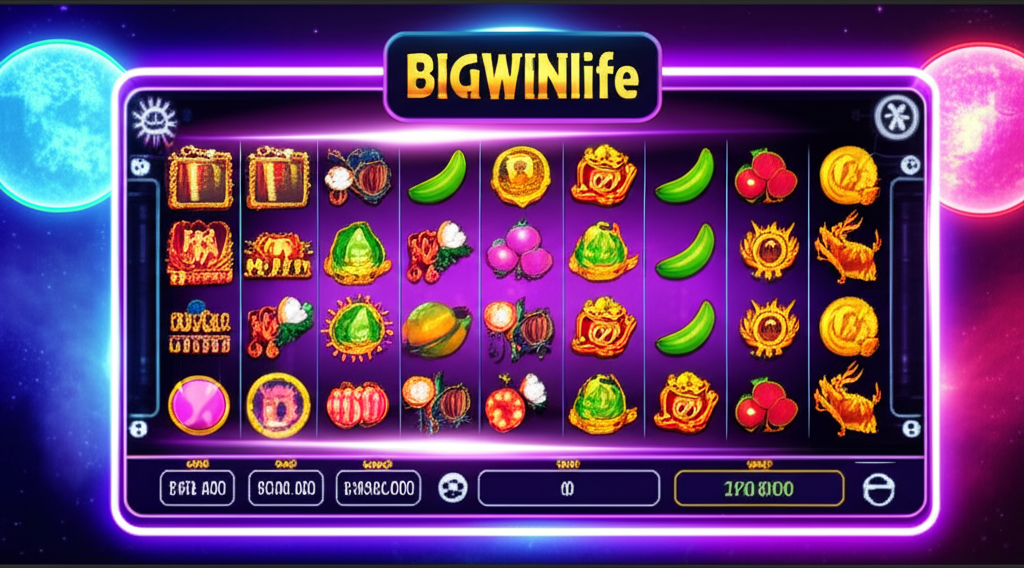 Giao diện trò chơi slot đa dạng chủ đề năm 2025 trên nền tảng bigwinlife với hiệu ứng hình ảnh sống động và biểu tượng tiền điện tử