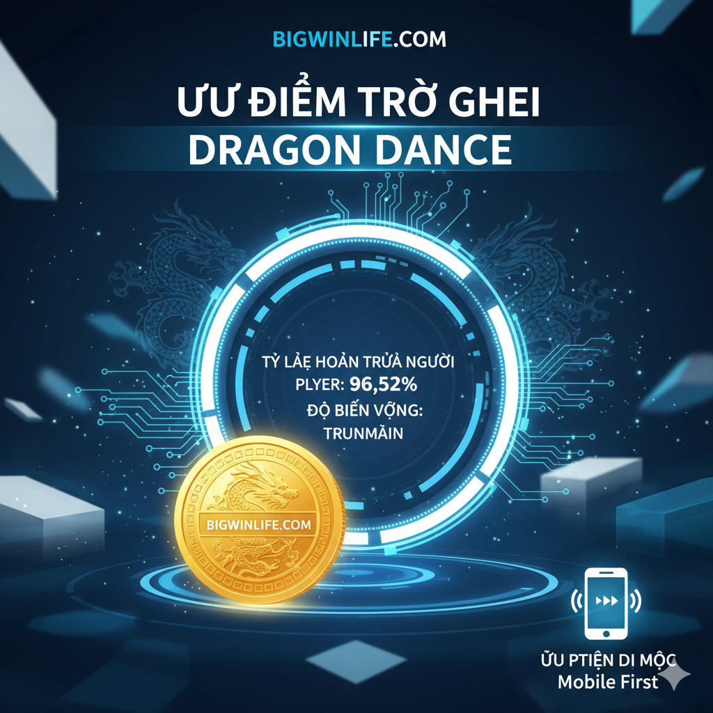 Ảnh nhấn mạnh thông số kỹ thuật và lợi thế cạnh tranh của game tại bigwinlife.com. Trung tâm ảnh là một biểu đồ hoặc màn hình hiển thị nổi bật con số 'RTP 96.52%' và 'Medium Volatility' (Độ Biến Động Trung Bình). Hình ảnh có thể kết hợp với một đồng tiền vàng lớn mang logo bigwinlife, tạo cảm giác minh bạch và công bằng. Phong cách ảnh hiện đại, chuyên nghiệp, sử dụng màu xanh và trắng để truyền tải độ tin cậy và chất lượng dịch vụ 'Mobile First'.