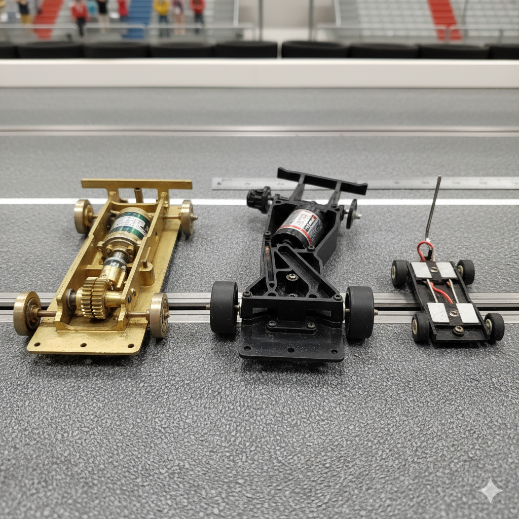 Hình ảnh tổng kết mang tính kêu gọi hành động. Một chiếc slot car hoàn chỉnh, được xây dựng trên một best slot car chassis hiệu suất cao (ví dụ: một mẫu xe đua GT đẹp mắt) đang chạy tốc độ cao trên đường đua chuyên nghiệp (wood track hoặc cao su). Hiệu ứng chuyển động (motion blur) mạnh mẽ ở bánh xe và bối cảnh, làm nổi bật tốc độ và hiệu suất tối đa. Ở góc dưới hoặc góc trên của bức ảnh, có một vùng không gian sạch sẽ để chèn logo bigwinlife.com hoặc một dòng chữ kích thích hành động (ví dụ: 'Unlock Max Performance'). Màu sắc rực rỡ, năng động, mang lại cảm giác chiến thắng và hoàn thành mục tiêu.