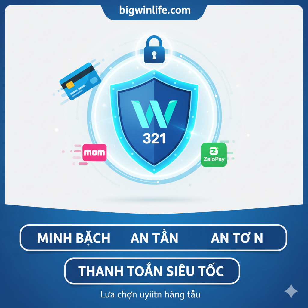 Hình ảnh tổng kết, nhấn mạnh vào uy tín và độ tin cậy, minh họa cho phần 'Giải Đáp Thắc Mắc & Cân Nhắc Cảnh Báo' (chống lừa đảo) và 'Giao Dịch Nạp & Rút Tiền'. Hình ảnh nên có biểu tượng an toàn (Security Shield) lớn hoặc một khóa bảo mật (Padlock) đang sáng lên, được bao quanh bởi các biểu tượng của giao dịch nhanh chóng (Fast Transaction) như thẻ ngân hàng (Bank Card) và ví điện tử (E-wallets: Momo/ZaloPay). Màu sắc chủ đạo là xanh dương (blue) và trắng (white) để tạo cảm giác tin cậy và chuyên nghiệp. Tổng thể hình ảnh phải truyền tải thông điệp về 'Minh bạch, An toàn, và Thanh toán siêu tốc', khẳng định WOW Slot 321 là lựa chọn uy tín.