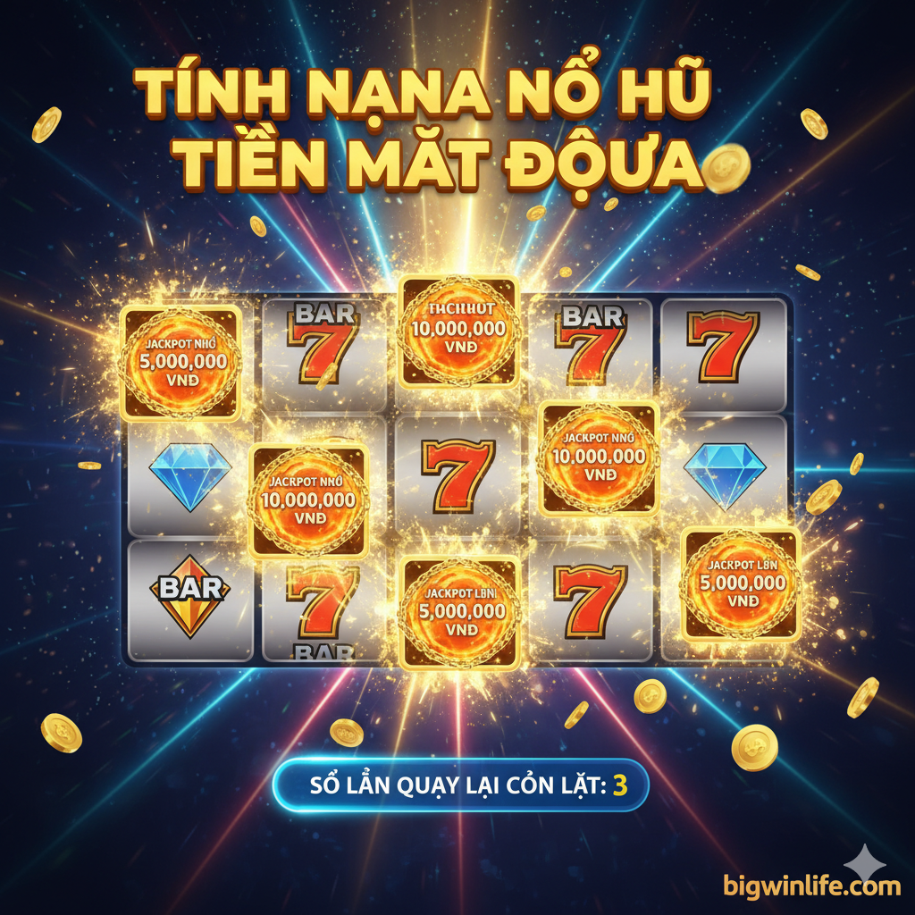 Tập trung làm nổi bật Tính năng Cash Burst (Hold & Spin/Respin). Hình ảnh hiển thị một lưới cuộn quay 5x3, trong đó có ít nhất 6-8 ô đã được 'khóa' lại (locked) bằng các biểu tượng Cash Burst (đồng xu hoặc quả cầu lửa) có ghi giá trị tiền mặt hoặc Jackpot. Phía dưới có thanh đếm Respin (ví dụ: Respin Remaining: 3) và một tia sáng vàng rực rỡ lan tỏa từ các biểu tượng bị khóa, nhấn mạnh cơ hội nổ hũ. Phong cách đồ họa hiện đại, sắc nét.