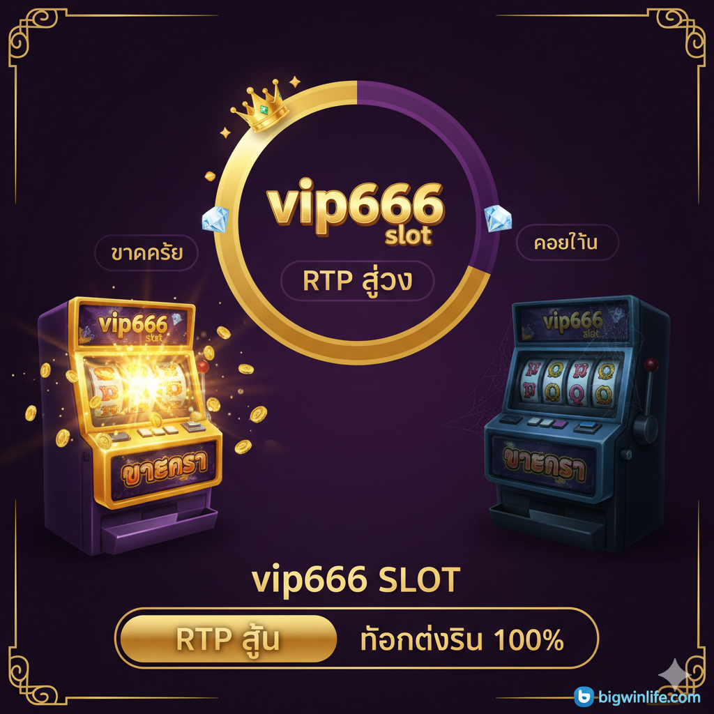 ภาพที่เน้นการเปรียบเทียบเชิงสถิติและข้อได้เปรียบของ vip666 slot โทนสีม่วงและทองเพื่อสื่อถึงระดับพรีเมียมและความเหนือกว่า องค์ประกอบหลักคือกราฟแท่งหรือแผนภูมิวงกลมที่แสดงค่า 'RTP สูง' หรือ 'โอกาสแตกง่าย' ของ vip666 slot ที่โดดเด่นกว่าคู่แข่ง มีสัญลักษณ์เพชรหรือมงกุฎเพื่อบ่งบอกถึง 'ทางเลือกอันดับ 1' ด้านหนึ่งเป็นสล็อตแมชชีนที่มีแจ็คพอตแตกอย่างรุนแรง (แสงสว่างจ้า) อีกด้านเป็นสล็อตทั่วไปที่ดูมืดมนกว่า เน้นย้ำคำว่า 'RTP สูง' และ 'ถอนได้จริง 100%' อย่างชัดเจน