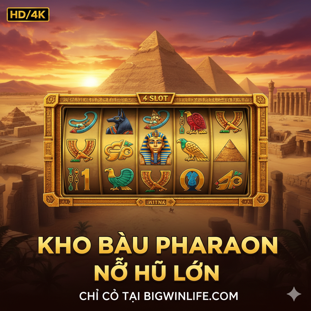 Ảnh bìa cuốn hút (Cover Image) cho bài viết về 'boyking slot background'. Hình ảnh nên là một bức ảnh chất lượng cao 4K, lấy góc nhìn toàn cảnh của màn hình trò chơi Boy King Slot. Nổi bật là các cuộn quay (reels) mạ vàng với các biểu tượng Ai Cập cổ đại như Pharaon trẻ tuổi, Anubis, Horus và Kim tự tháp. Phía sau là background chính: Kim tự tháp Giza và đền thờ Ai Cập cổ kính dưới ánh hoàng hôn màu vàng đồng ấm áp. Bố cục tập trung, sử dụng màu sắc chủ đạo là vàng cát, xanh ngọc và đỏ son, tạo cảm giác huyền bí, giàu có và chất lượng đồ họa cao cấp. Tiêu đề nhỏ (Overlay Text) có thể là 'HD/4K'.