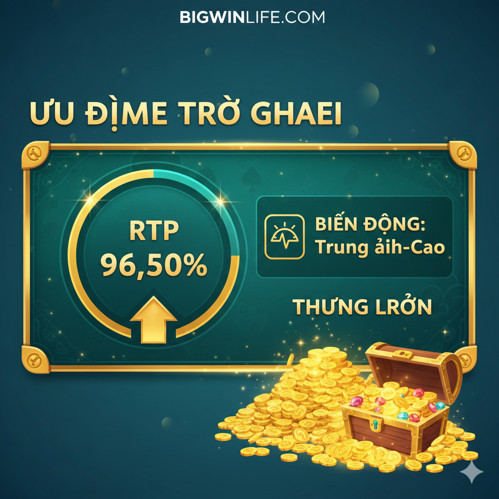 Hình ảnh thông tin đồ họa (Infographic) tập trung vào các chỉ số kỹ thuật của Cupid's Garden Slot. Một đồng hồ đo nổi bật hiển thị 'RTP 96.50%' với một mũi tên hướng lên, cùng với một biểu tượng lớn hiển thị 'Volatility: Medium-High' (Độ Biến động: Trung bình-Cao), và một đống tiền vàng hoặc rương kho báu tượng trưng cho tiền thưởng khổng lồ.