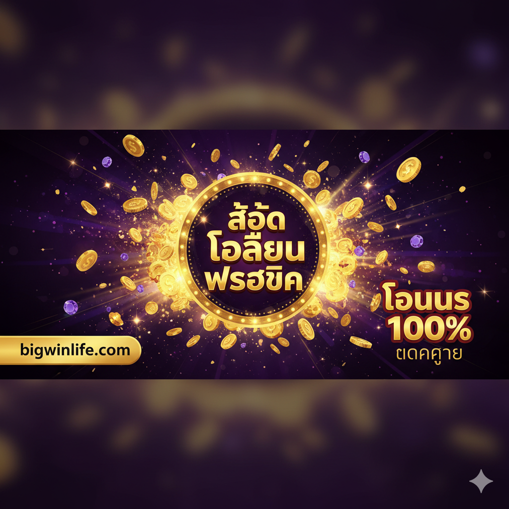 一张教程型图片，展示如何开始游戏。图片左侧展示一部智能手机，屏幕上是 “bigwinlife.com” 网站，一个发光箭头指向泰语 “สมัครสมาชิก” (注册会员) 按钮。右侧展示同一部手机，屏幕切换到 “Slot Golden Profit” 游戏界面，并突出显示 “ทดลองเล่น” (试玩) 模式和一个指向 “Spin” 按钮的手指图标。图片顶部มี标题 “สูตร Golden Profit” (Golden Profit 秘诀)。