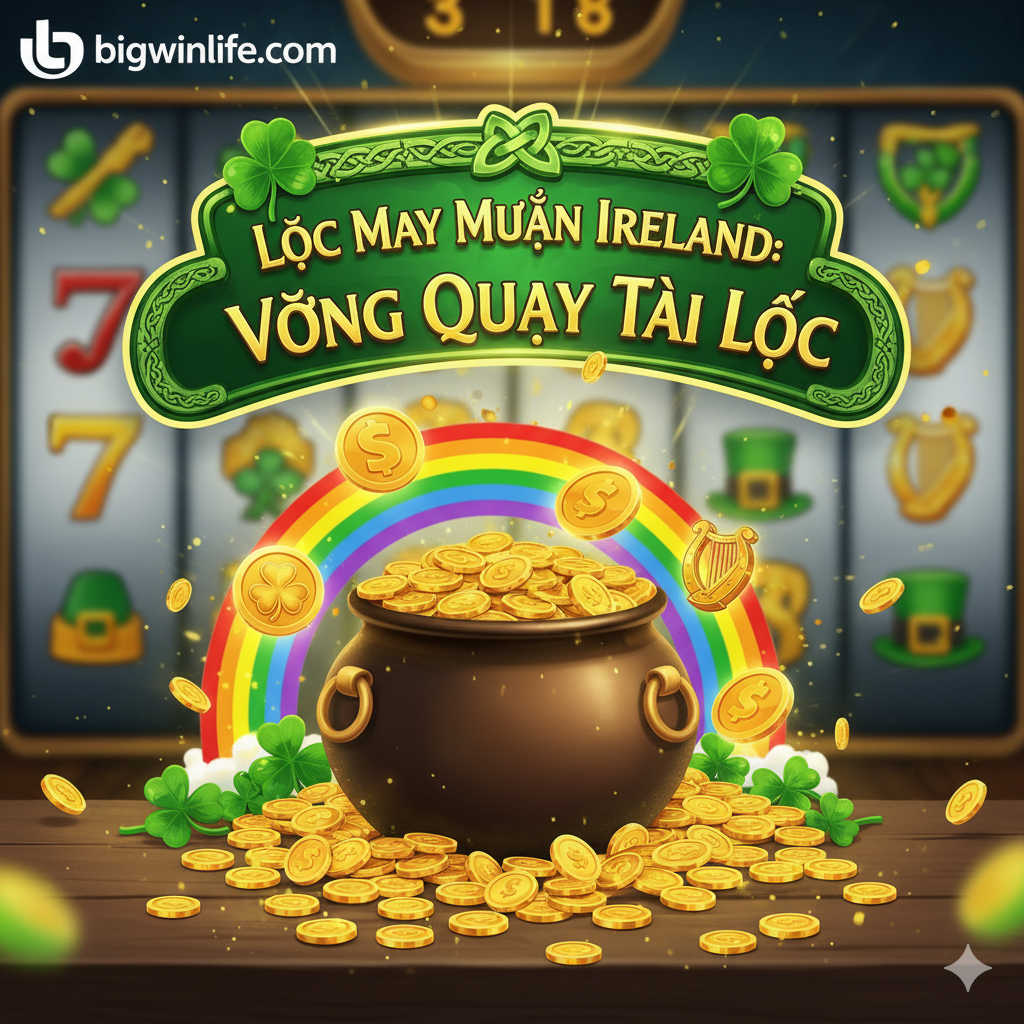 Một bức ảnh重点展示“Fortune Spins”这一核心功能。图片需要清晰地展示4个独立的小型5x4卷轴屏幕同时在一个大屏幕上运行的布局。在其中一个小卷轴上,一个发光的Wild符号或Cỏ 4 Lá (四叶草) Mystery Symbol 出现,并用发光的箭头或光束指示它正在复制/传输到其余三个卷轴的相同位置。色彩应强调功能激活时的特效,例如金光闪耀,突出“四重机会”带来的视觉冲击。