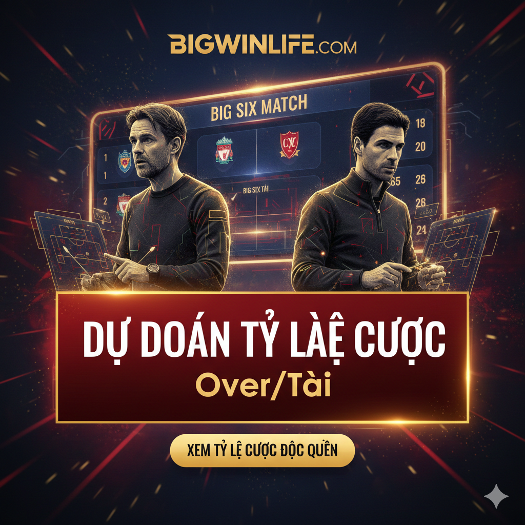 Hình ảnh tổng kết cho cuộc đua danh hiệu. Hai huấn luyện viên Arne Slot và Mikel Arteta đang chạy đua về đích (finish line), nơi một chiếc cúp Premier League (hoặc Champions League) lấp lánh đang chờ đợi. Arteta hơi dẫn trước, nhưng Slot đang tăng tốc phía sau với năng lượng lớn, thể hiện dự đoán ngắn hạn/dài hạn của bài viết. Phía sau họ là khán đài đầy ắp người hâm mộ. Sử dụng hiệu ứng chuyển động (motion blur) và ánh sáng rực rỡ (vibrant, winner's light) để tạo cảm giác về một cuộc đua gay cấn, tốc độ và phần thưởng danh giá. Hình ảnh phải truyền tải được sự kỳ vọng và câu hỏi: 'Ai sẽ là người chiến thắng?'.