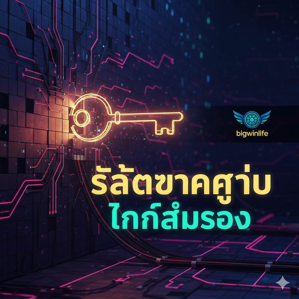 ภาพปกบทความที่น่าดึงดูดใจและดูพรีเมียม สไตล์ดิจิทัลยุคใหม่ (Cyberpunk/Neon Gaming) โทนสีหลักคือสีน้ำเงินเข้ม, ม่วง, และนีออนสีทอง/เขียว. ภาพแสดงกุญแจดิจิทัลเรืองแสง (Link Alternatif) ที่กำลังไขผ่านกำแพงไฟร์วอลล์ที่มีการบล็อก แสดงถึงการเข้าถึงที่สำเร็จ. ด้านข้างมีโลโก้เล็กๆ ที่เป็นสัญลักษณ์ของ 'bigwinlife' และข้อความ 'Slot Gacor' กับ 'Link Alternatif' เป็นภาษาไทย/อังกฤษแบบนีออนเด่นชัดอยู่ตรงกลาง. ภาพสื่อถึงความปลอดภัย ความเร็ว และการเข้าถึงเกมสล็อตแตกง่าย.