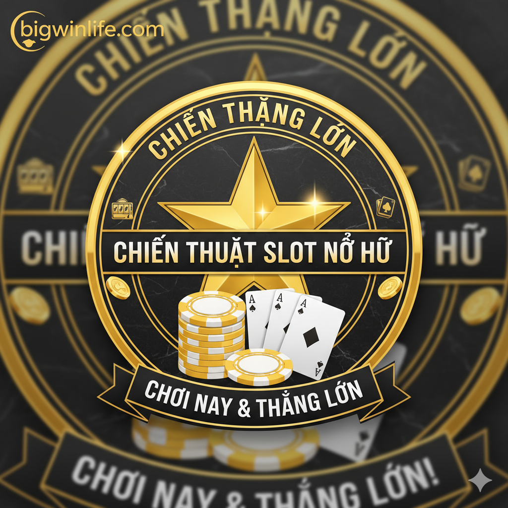 Hình ảnh tổng kết và kết luận bài viết. Thiết kế theo kiểu huy hiệu hoặc con dấu chiến thắng (Winner's Seal). Một biểu tượng chiến thắng lớn (cúp vàng hoặc ngôi sao) nằm ở trung tâm với dòng chữ 'BIG WINNER' hoặc 'HOT SLOT STRATEGY' nổi bật. Phía dưới là các thẻ bài (cards) hoặc chip cờ bạc được sắp xếp gọn gàng, cùng với logo bigwinlife.com mờ ảo. Màu sắc kết hợp giữa đen, vàng, và trắng, tạo cảm giác chuyên nghiệp, đáng tin cậy và khép lại bài viết bằng một lời mời hành động mạnh mẽ (CTA - Call to Action).